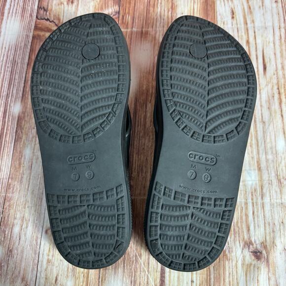 Crocs CLASSIC II Womens Size 9 Black Flip Flop Thong Sandals Shoes Mens Sz 7 - Picture 8 of 9